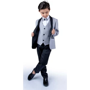 Mnk Baby & Kids Simli Ceketli Yelekli Erkek Çocuk Damatlık Takım MNK0501