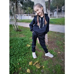 Kız ve Erkek Kapişonlu Kanguru Cepli Düz Eşofman Takımı