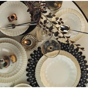 Kütahya Porselen Bone Luz-Form 52 Parça Yemek Takımı Platin File