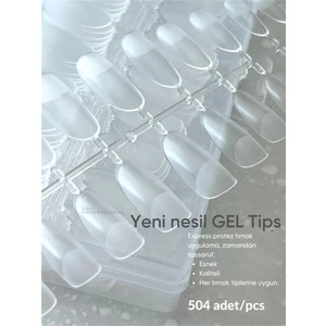 Endi Professional Jel Tips 504 Adet/Pcs Kutuda - Oval Şeffaf Matlaştırılmış Hazır Tips