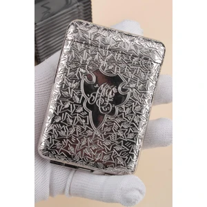 Işlemeli Retro Tasarım Metal Sigara Tabakası Gümüş Renk