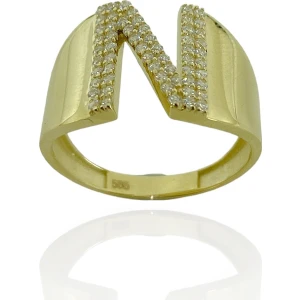 14 Ayar Altın N Harfli Üst Kalite Trend Harf Yüzük