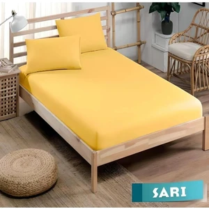 Inter Z Pamuklu Ranforce Kumaş Lastikli Fitted Yastıklı Çarşaf Seti (Tüm Ebatlar) Sarı