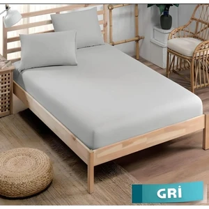 Inter Z Pamuklu Ranforce Kumaş Lastikli Fitted Yastıklı Çarşaf Seti (Tüm Ebatlar) Gri