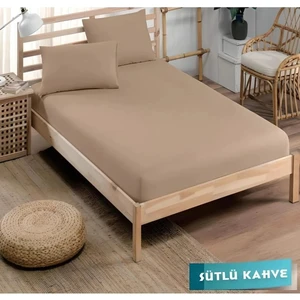 Inter Z Pamuklu Ranforce Kumaş Lastikli Fitted Yastıklı Çarşaf Seti (Tüm Ebatlar) Sütlü Kahve