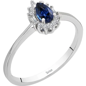 Sirius Pırlanta Baget Pırlanta ve Damla Safir Taşlı Modern Yüzük 0417R0305