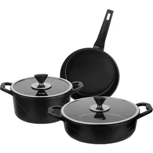 Parma Cast Alu Tencere Set Black 5 Parça