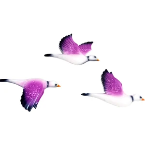 Seramik Üçlü Dekoratif Mor Renk Martı Duvar Süsü