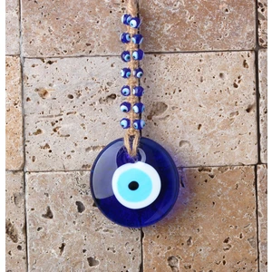 Lüks Hasır Işlemeli Asmalı Hediyelik Dekoratif Nazar Boncuğu Çakra Göz Duvar Vitrin Masa Ofis Süsü D