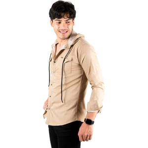 Kapüşonlu Cepli Slim Fit Likralı Kot Gömlek 2300396