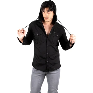 Kapüşonlu Cepli Slim Fit Likralı Kot Gömlek 2300396