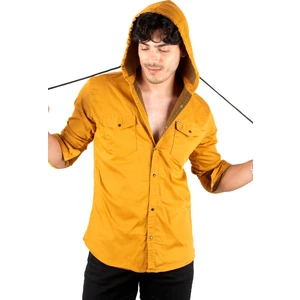 Kapüşonlu Cepli Slim Fit Likralı Kot Gömlek 2300396