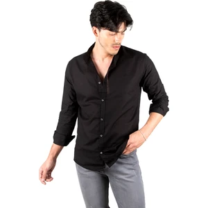 Çizgi Desenli Hakim Yaka Flamlı Keten Uzun Kollu Gömlek 2201895