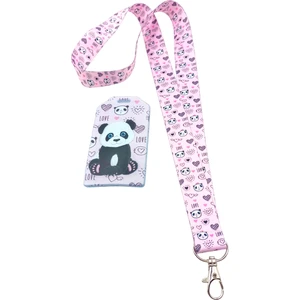 Ciccibiccishop Bambu Panda Boyun Askı Ipi ve Silikon Dikey Kart Tutucu