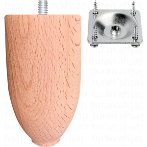Turan Ahşap Koltuk Ayağı - Sehpa Ayağı - Ahşap Ayak - Uzunluk: 14 cm / Çap: 5.5 cm