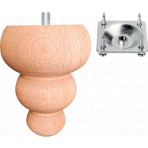 Turan Ahşap Koltuk Ayağı - Sehpa Ayağı - Ahşap Ayak - Uzunluk: 10 cm / Çap: 7.5 cm