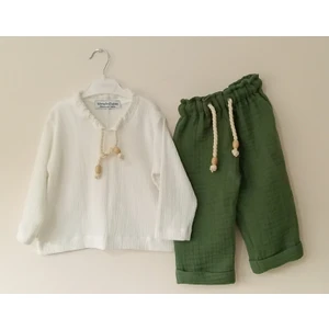Moms And Babies Çocuk Müslin Pantolon Tişörtlü Pantolon Takım 0-5 Yaş