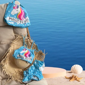 Lolli Boom Kids  Kız Çocuk Mickey Unicorn Hello Kitty Lol Bebek Baskı Detaylı Plaj Çantası Hediyeli Bikini Takımı