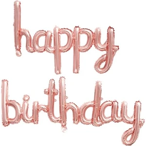 Rose Gold Happy Birthday El Yazı Folyo Balon