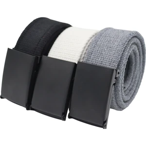 Anatolia Craft Taktikal Unisex  Erkek Kadın Genç Için 3'lü Siyah Tokalı Siyah Beyaz Gri Dokuma Spor Kanvas Kot Bez Kemer