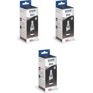 T664 L300 3'lü Siyah Orjinal Mürekkep Kartuşu 70ML.*3  RDV198