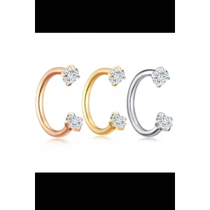 Ares Collection Cerrahi Celik 3 Adet Iki Ucu Taşlı Yarım Halka Piercing