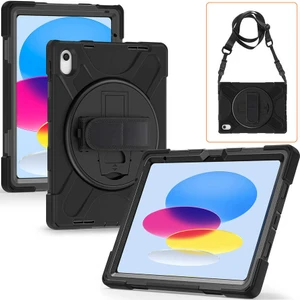 Heptek İletişim Apple iPad 10. Nesil 10.9" 2022 Kılıf Askılı Standlı Tank Koruyucu Dönen A2696 A2757 A2777 (Defender)