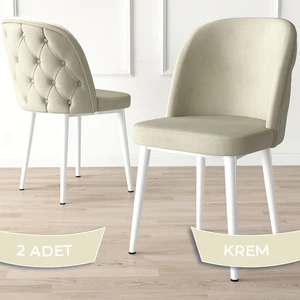 Concept Kage Serisi 2 Adet Mutfak Sandalyesi Kapitoneli Beyaz