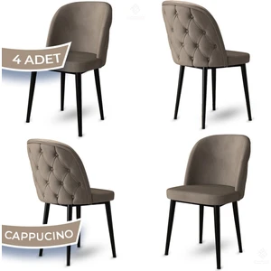 Concept Kage Serisi 4 Adet Mutfak Sandalyesi Kapitoneli Siyah Metal Ayak 1. Sınıf Babyface Kumaş
