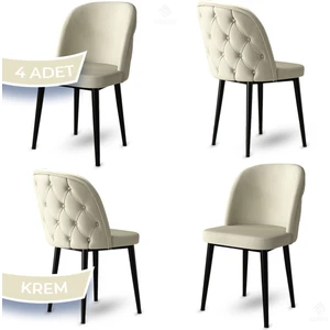 Concept Kage Serisi 4 Adet Mutfak Sandalyesi Kapitoneli Siyah Metal Ayak 1. Sınıf Babyface Kumaş