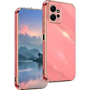 M.TK Moveteck Xiaomi Redmi Note 12 4g Uyumlu Kılıf Kamera Lens Korumalı Parlak Gold Altın Kenarlı Yumuşak Silikon Kapak