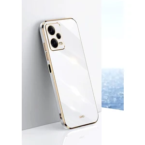 M.TK Moveteck Xiaomi Poco X5 5g Uyumlu Kılıf Kamera Lens Korumalı Parlak Gold Altın Kenarlı Yumuşak Silikon Kapak