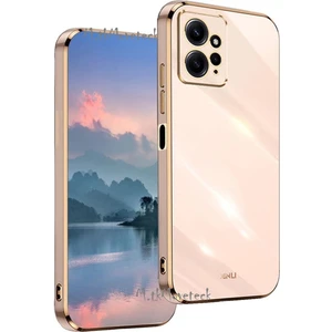 M.TK Moveteck Xiaomi Redmi Note 12 4g Uyumlu Kılıf Kamera Lens Korumalı Parlak Gold Altın Kenarlı Yumuşak Silikon Kapak