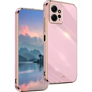 M.TK Moveteck Xiaomi Redmi Note 12 4g Uyumlu Kılıf Kamera Lens Korumalı Parlak Gold Altın Kenarlı Yumuşak Silikon Kapak