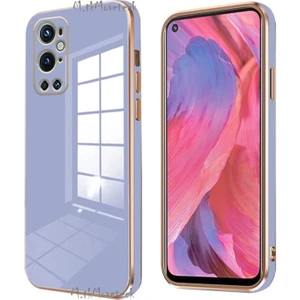 M.TK Moveteck One Plus 9 Pro Uyumlu Kılıf Kamera Lens Korumalı Parlak Gold Altın Kenarlı Yumuşak Silikon Kapak