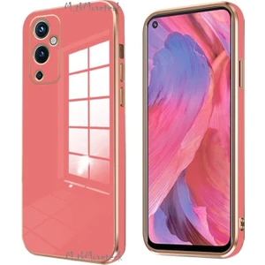 M.TK Moveteck One Plus 9 Uyumlu Kılıf Kamera Lens Korumalı Parlak Gold Altın Kenarlı Yumuşak Silikon Kapak
