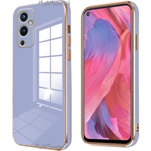 M.TK Moveteck One Plus 9 Uyumlu Kılıf Kamera Lens Korumalı Parlak Gold Altın Kenarlı Yumuşak Silikon Kapak