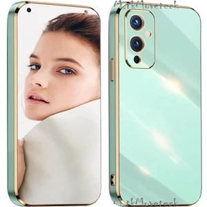 M.TK Moveteck One Plus 9 Uyumlu Kılıf Kamera Lens Korumalı Parlak Gold Altın Kenarlı Yumuşak Silikon Kapak