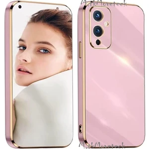 M.TK Moveteck One Plus 9 Uyumlu Kılıf Kamera Lens Korumalı Parlak Gold Altın Kenarlı Yumuşak Silikon Kapak