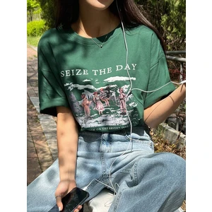 Kadın Seize The Day Baskılı Oversize T-Shirt