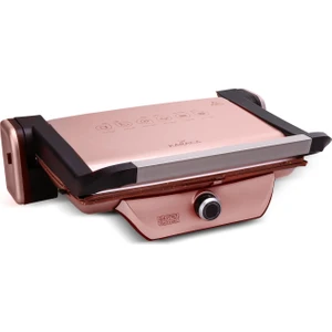 2000 W Çift Taraflı Granit Plakalı Izgara ve Tost Makinesi – Rose Gold, 4 Isı Ayarı, 6 Dilim Kapasiteli