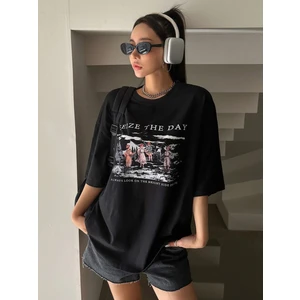 Kadın Seize The Day Baskılı Oversize T-Shirt