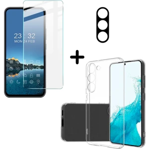 Samsung Galaxy A34 5g Uyumlu Kılıf Şeffaf Temperli Kırılmaz Cam Ekran ve Kamera Lens Koruyucu Seti