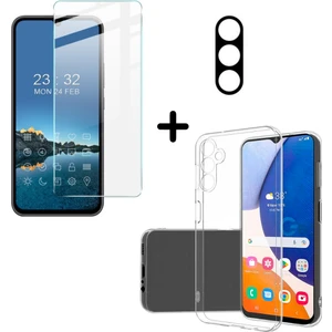 Samsung Galaxy A54 5g Uyumlu Kılıf Şeffaf Temperli Kırılmaz Cam Ekran ve Kamera Lens Koruyucu Seti