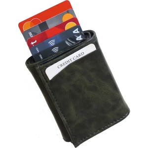 Hediyelik, Erkek Haki Yeşil Mekanizmalı Kartlık Suni Deri Cüzdan