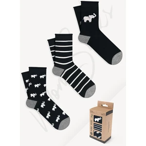 Mono Socks 3'lü Fil Desenli Lastiksiz Bambu Çorap
