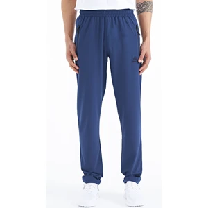 Tommy Life Indigo Erkek Fermuarlı Üç Cepli Standart Kalıp Klasik Paça Eşofman Alt - 84768