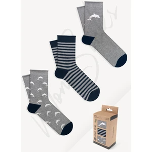 Mono Socks 3'lü Yunus Desenli Lastiksiz Bambu Çorap