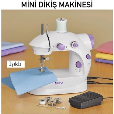 Auhma Mini Ev Dikiş Makinesi Pedallı Sewing Machine Portatif A+ Çok