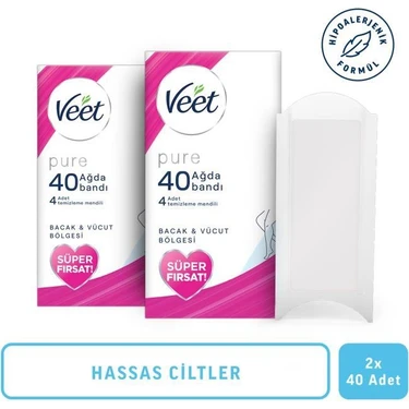 Veet Pure Ağda Bandı Hassas Ciltler İçin Bacak&vücut Bölgesi Süper Fırsat